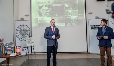 Prezentacja działań edukacyjnych IPN dot. Marca 1968 – Warszawa, 7 marca 2018. Fot. Marcin Jurkiewicz (IPN)