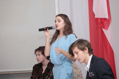 Uczniowie warszawskich liceów podczas debaty oksfordzkiej –  6 listopada 2018. Fot. Piotr Życieński (IPN)