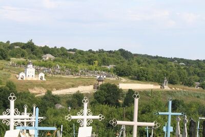 Szarogród, cmentarz zabytkowy, widok na Drogę Krzyżową. Fot. Adam Hlebowicz (IPN)