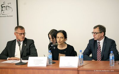 Konferencja prasowa na „Przystanku Historia”. Fot. Marcin Jurkiewicz (IPN)