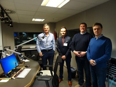 Wywiad w Radio BBC Scotland – John Beattie, Jacek Ryżko, Nick Milligan i dr Mariusz Żuławnik (Fot. Grzegorz Trzyna).