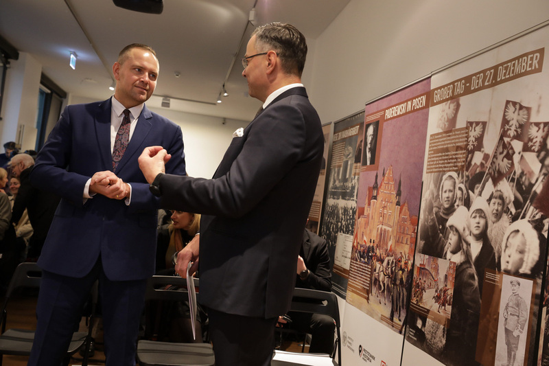 The IPN President Karol Nawrocki, Ph.D. and the Deputy Ambassador to Germany Paweł Gronow at the opening of the IPN History Point in Berlin — 14 February 2023; photo: M. Bujak (IPN)