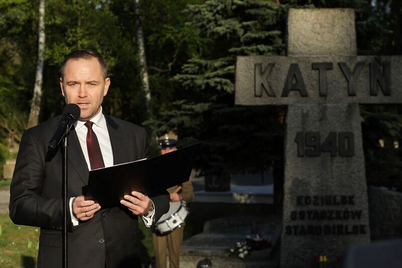 The Prime Minister of Estonia Kaja Kallas and the President of the IPN Karol Nawrocki commemorated the victims of the Katyn Massacre, Warsaw 11 April 2024; Photo: Mikołaj Bujak, IPN