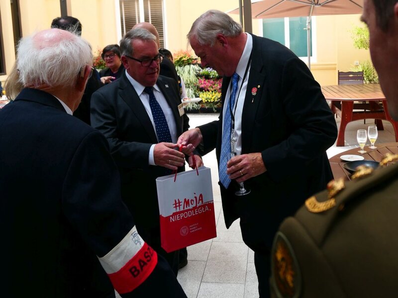 On the right, the governor of Western Australia, Kim Beazley. The opening of the “Time for Heroes” exhibition in the Western Australian Parliament in Perth - 9 November 2018