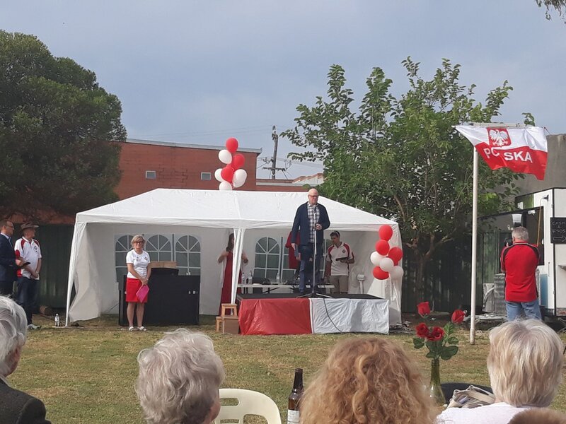 Paul Bitdorf, the Honorary Consul of the Republic of Poland in Perth during the ceremony in the General Władysław Sikorski Club in Perth - 10 November 2018