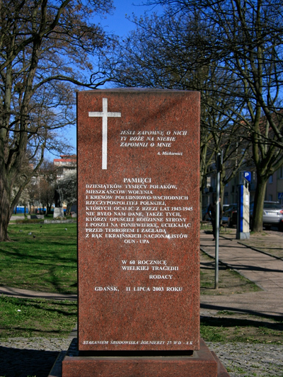 Pomnik Pamięci Ofiar Eksterminacji Ludności Polskiej na Wołyniu w Gdańsku
