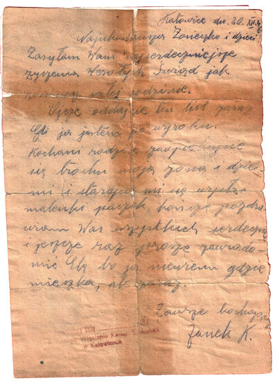 List pożegnalny Jana Kwiczali.