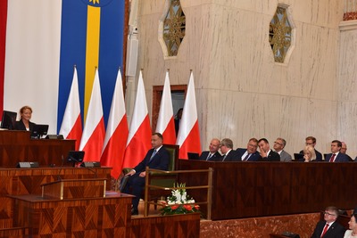 Sesja Sejmiku Województwa Śląskiego z udziałem Prezydenta Rzeczypospolitej Polskiej Andrzeja Dudy.