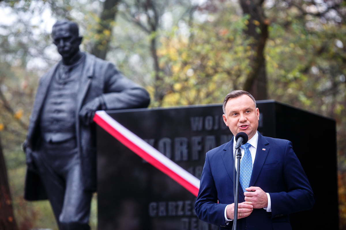 Odsłonięcie pomnika Wojciecha Korfantego w Warszawie – 25 października 2019. Fot. Sławek Kasper (IPN)