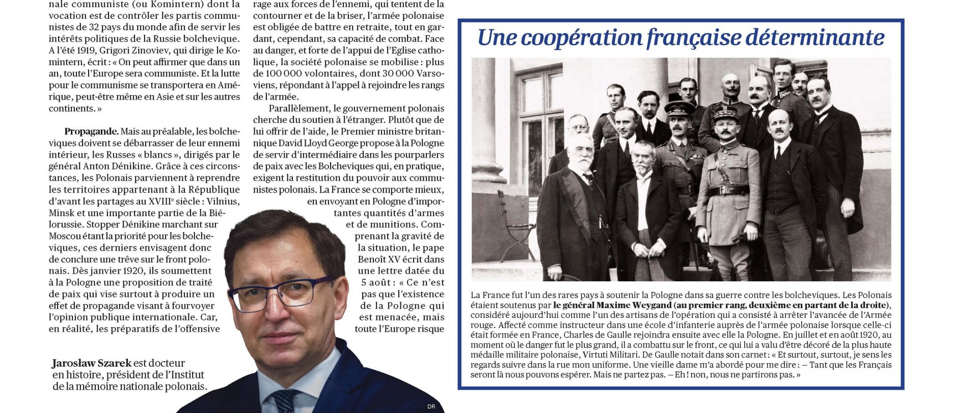 Fragment artykułu prezesa IPN Jarosława Szarka we francuskim „L&#039;Opinion”