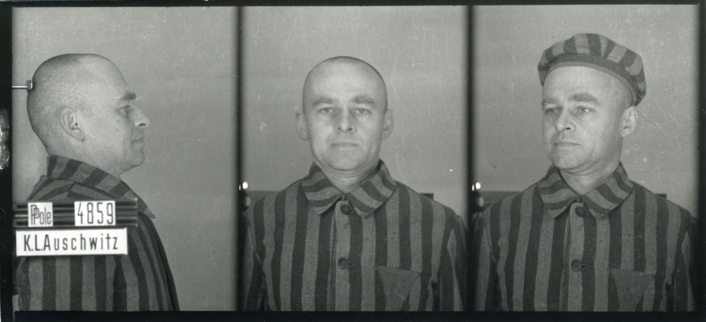 Fotografia obozowa Witolda Pileckiego, uwięzionego w KL Auschwitz jako Tomasz Serafiński, nr obozowy 4859 (źródło: Archiwum PMA-B)