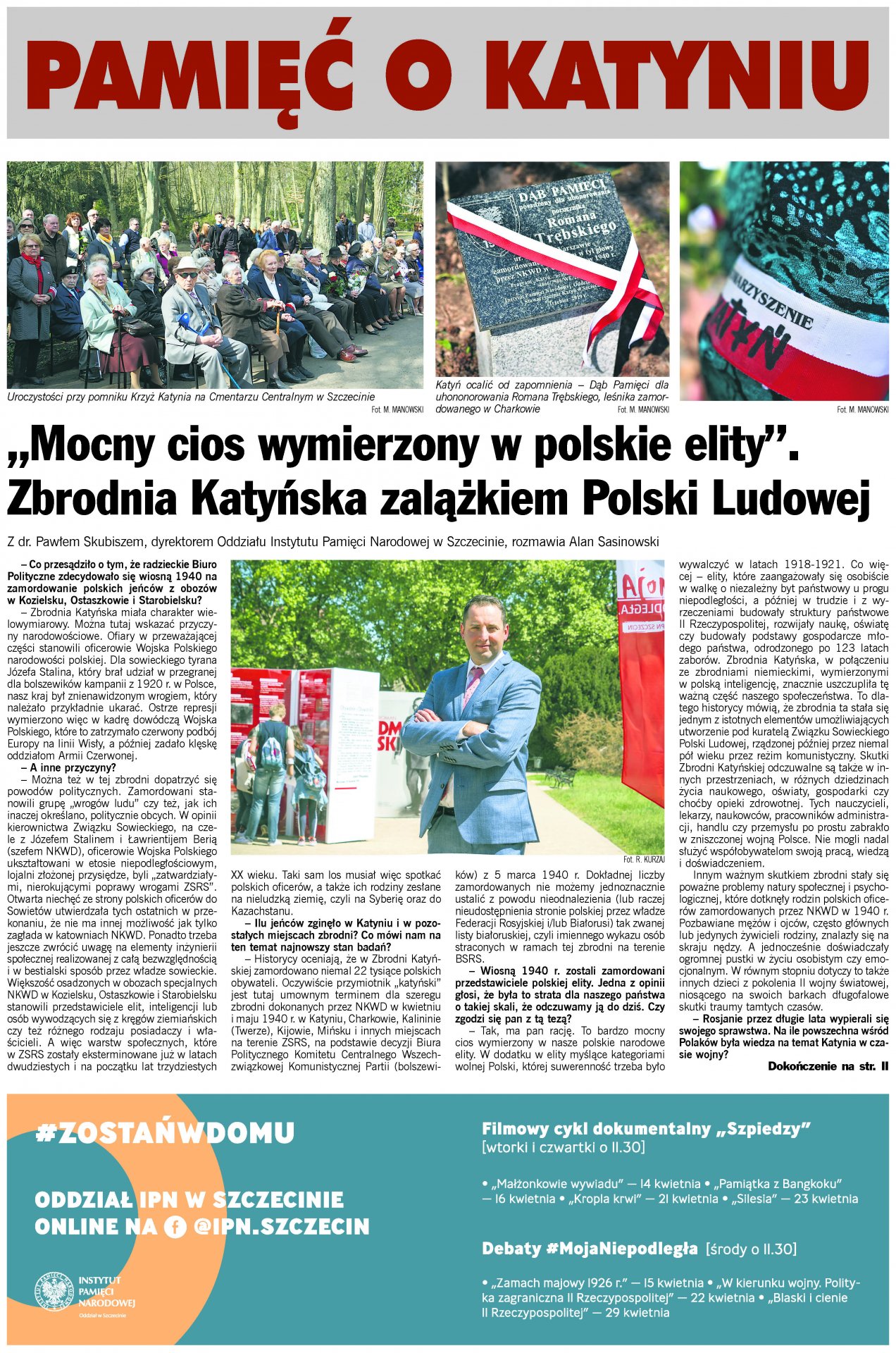 „Pamięć o Katyniu” – dodatek historyczny IPN do „Kuriera Szczecińskiego” z 10 kwietnia 2020 - okładka