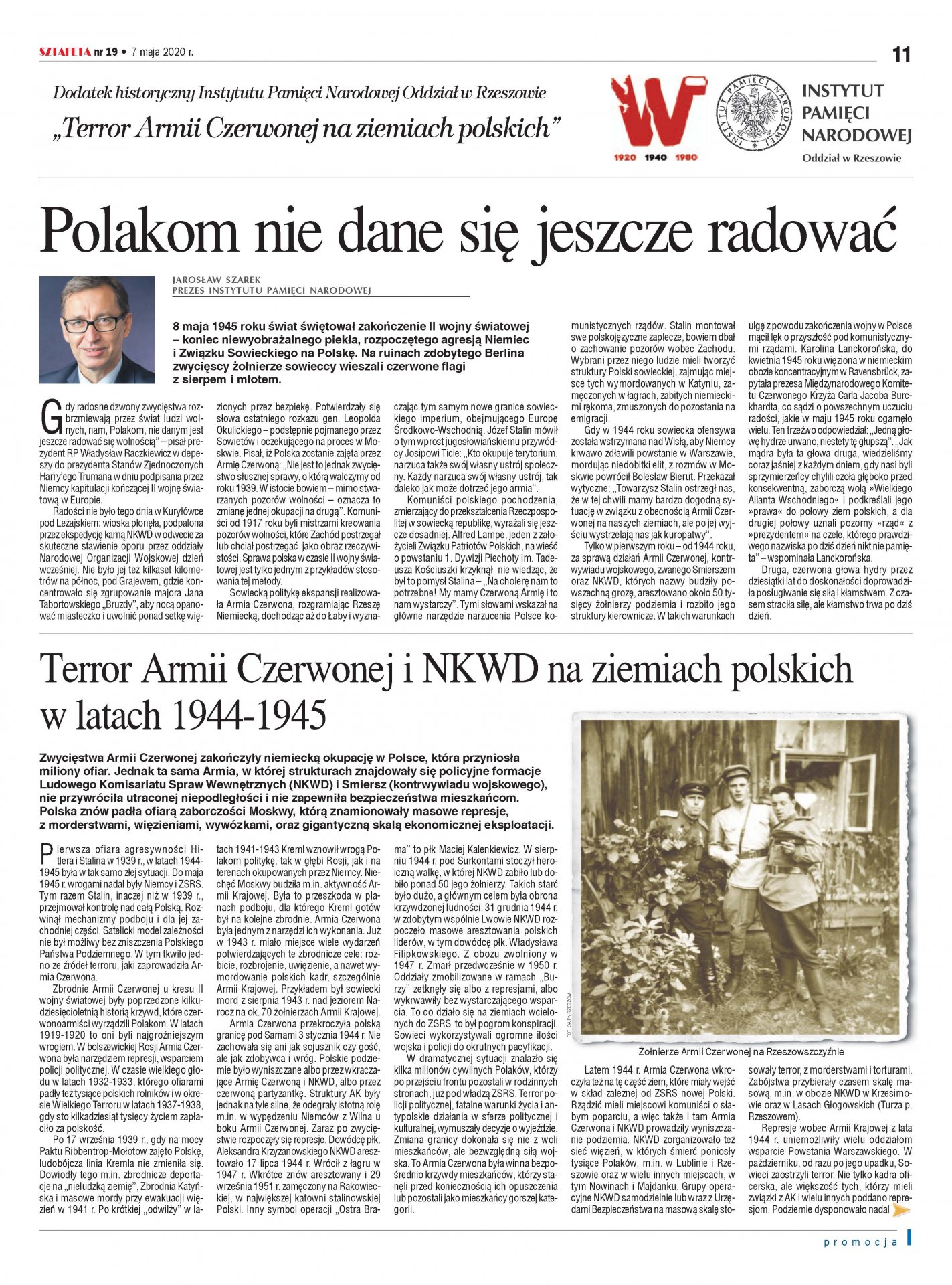 „Terror Armii Czerwonej na ziemiach polskich” – dodatek historyczny Oddziału IPN w Rzeszowie - okładka
