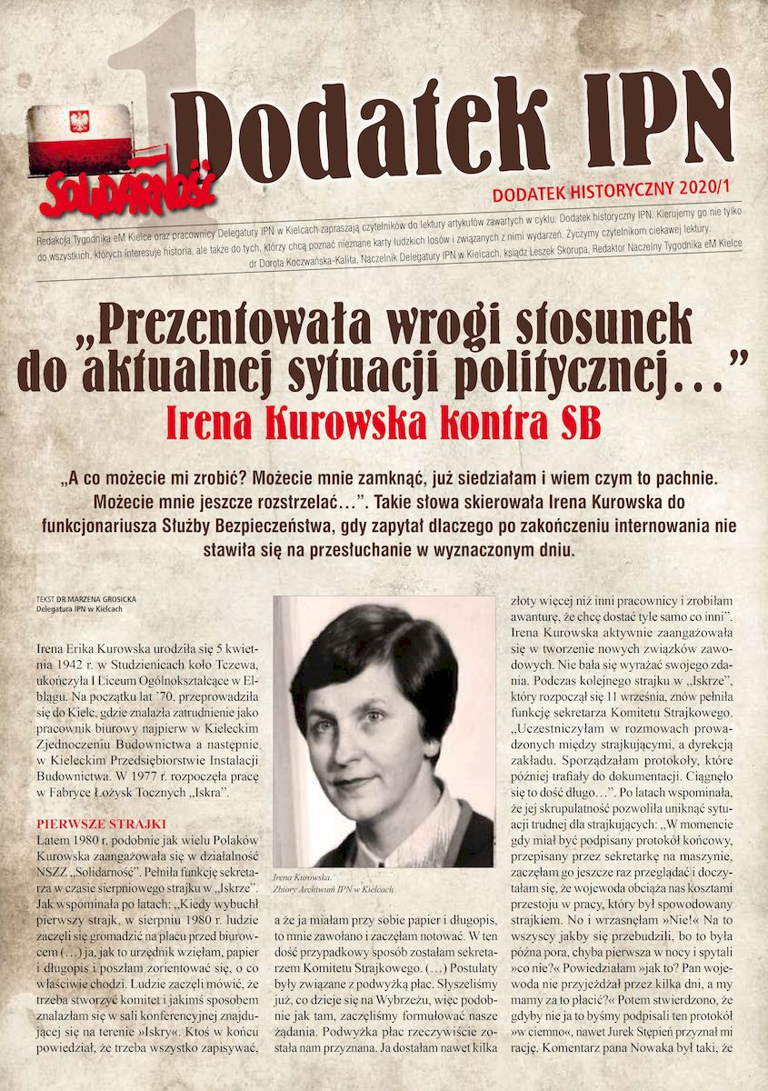 Irena Kurowska kontra SB. Kielecki dodatek prasowy - okładka