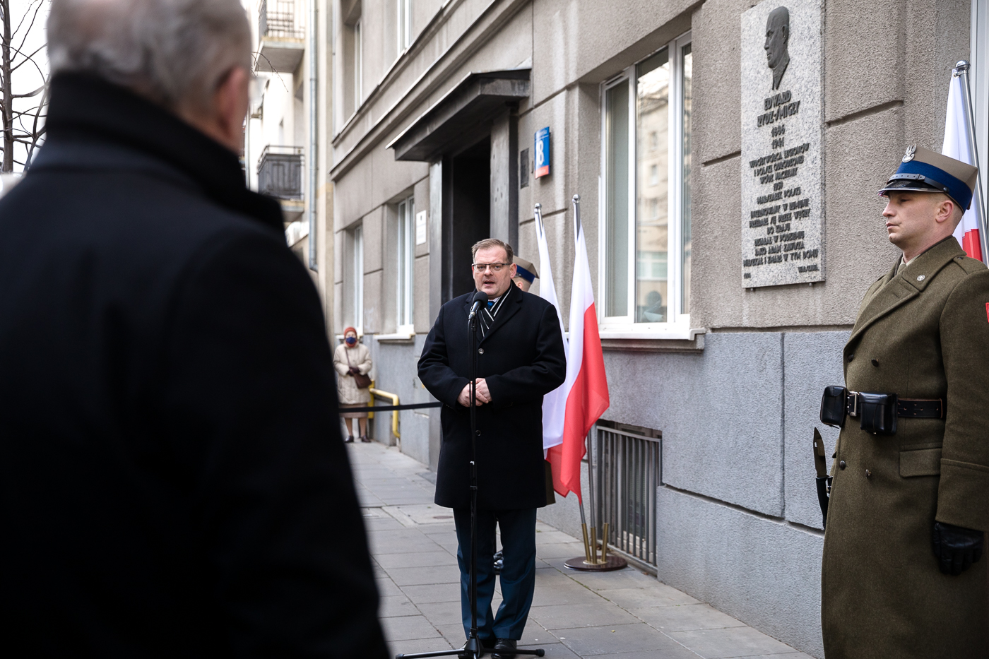 Szef UdSKiOR Jan Józef Kasprzyk podczas uroczystości w 80. rocznicę śmierci marszałka Edwarda Śmigłego-Rydza – Warszawa, 2 grudnia 2021. Fot. Sławek Kasper (IPN)