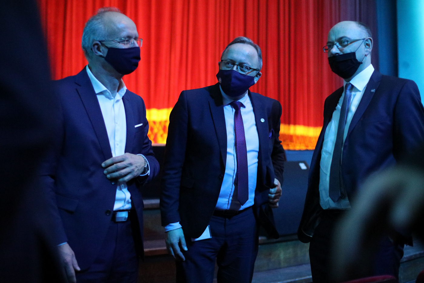 Zastępcy prezesa IPN (od lewej): dr hab. Krzysztof Szwagrzyk, dr hab. Karol Polejowski i dr Mateusz Szpytma – Warszawa, 13 grudnia 2021. Fot. Sławek Kasper (IPN)