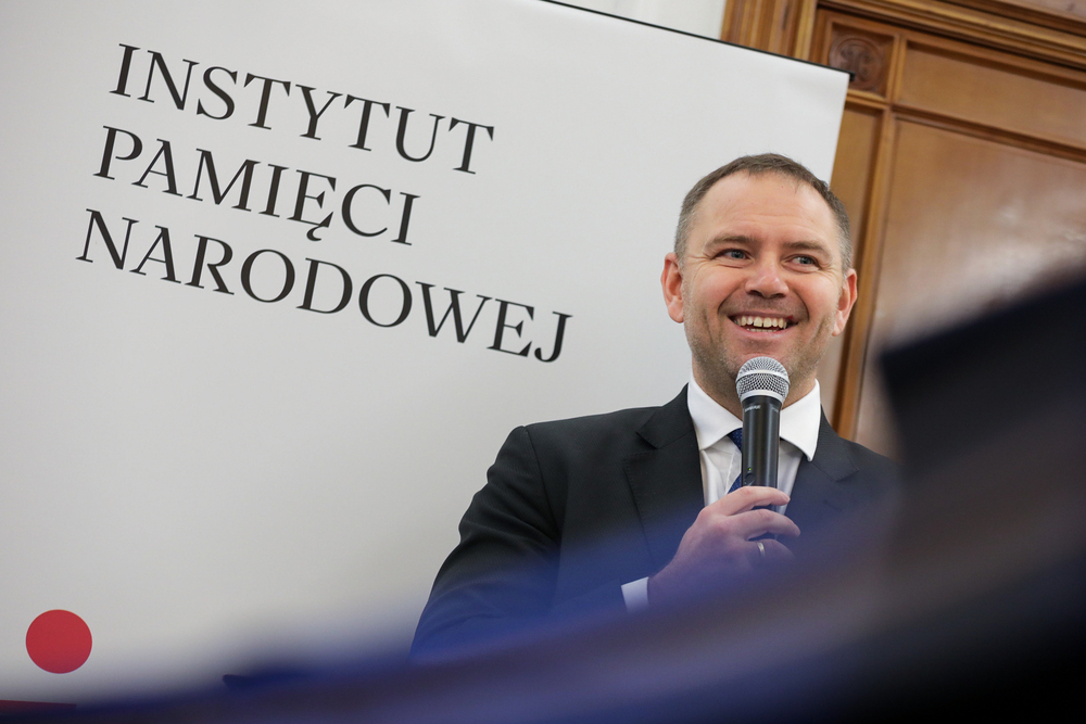 Międzynarodowa konferencja naukowa „Czas przełomu. Polityka Stanów Zjednoczonych wobec transformacji w Polsce” – Warszawa, 5 czerwca 2024. Na zdj. prezes IPN dr Karol Nawrocki. Fot. Mikołaj Bujak (IPN)