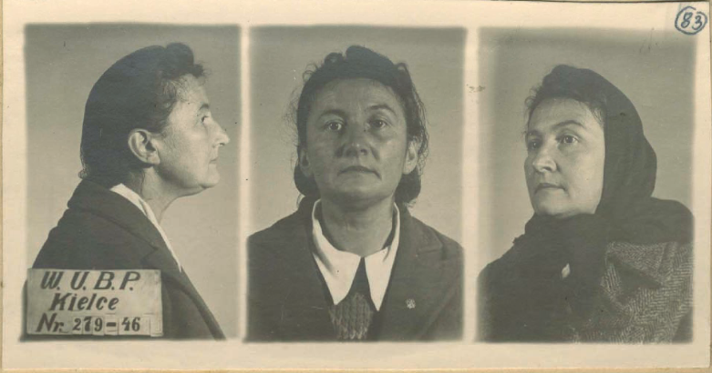 Eugenia Prauss, fotografia z zatrzymania w 1946 r. (zbiory Archiwum IPN w Kielcach)