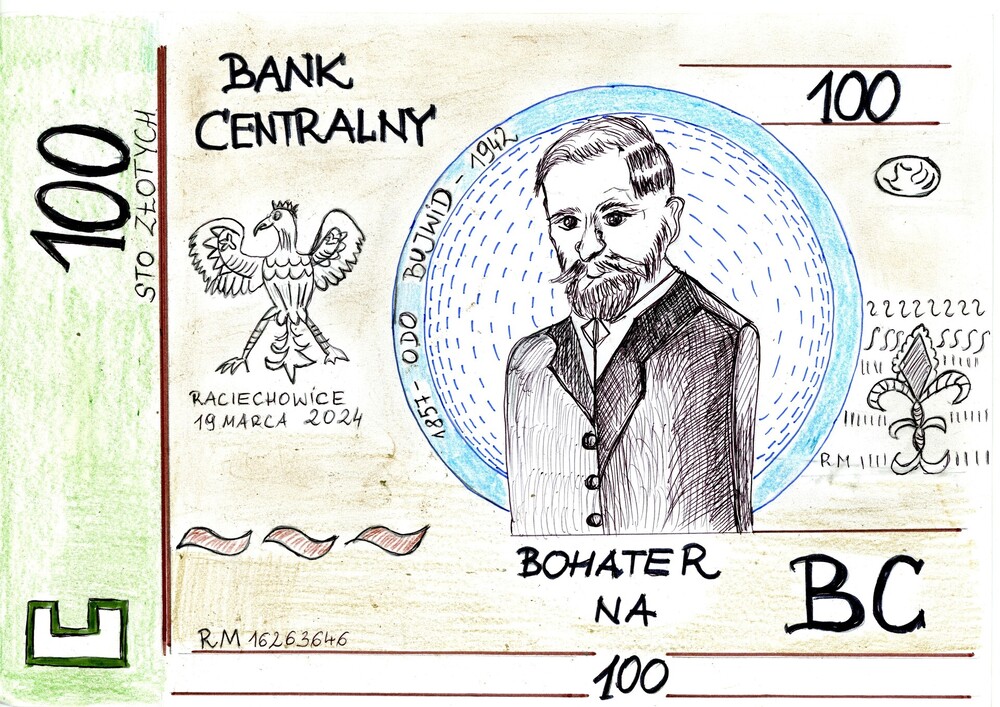 III miejsce w kategorii wiekowej 9–11 lat: Rafał Murzyn, Zespół Szkolno-Przedszkolny w Raciechowicach, bohater: Odo Bujwid