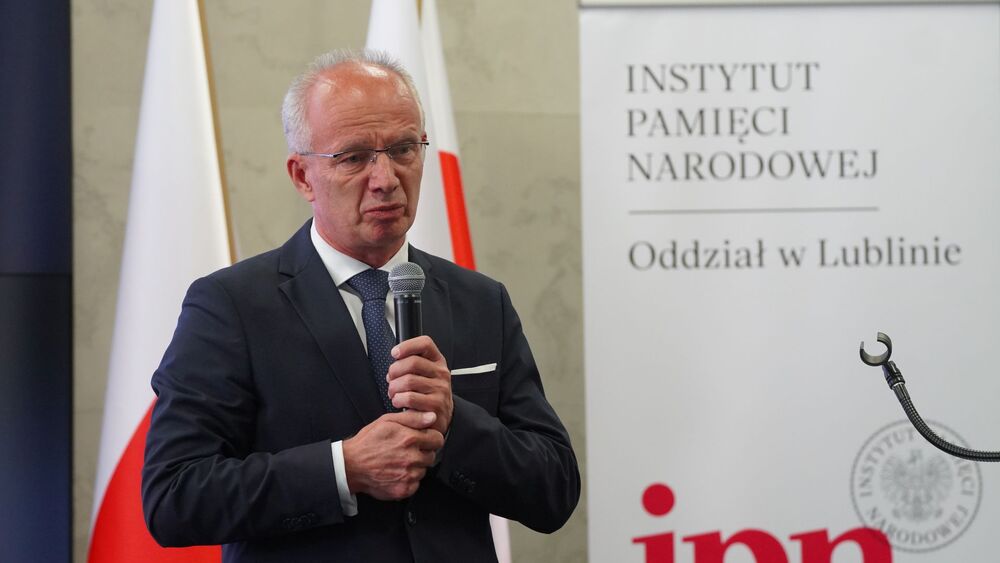 Uroczystość wręczenia Krzyża Wolności i Solidarności Stefanowi Pazurowi. Na zdj. dr hab. Krzysztof Szwagrzyk, zastępca prezesa IPN – Lublin, 18 lipca 2024. Fot. Dominik Borek (IPN)