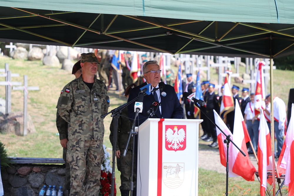 W Gibach uczczono Ofiary Obławy Augustowskiej – 21 lipca 2024. Na zdj. Bronisław Komorowski. Fot. Paula Prudziłowicz (IPN)