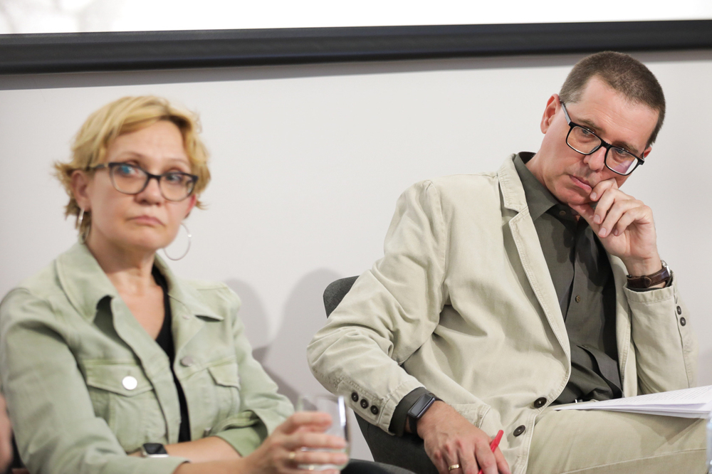 Spotkanie poświęcone Powstaniu Warszawskiemu z cyklu „Z Rakowieckiej… Seminaria naukowe z najnowszej historii Polski”. Na zdj. mgr Katarzyna Utracka i dr hab. Andrzej Zawistowski – Warszawa, 23 lipca 2024. Fot. Mikołaj Bujak (IPN)