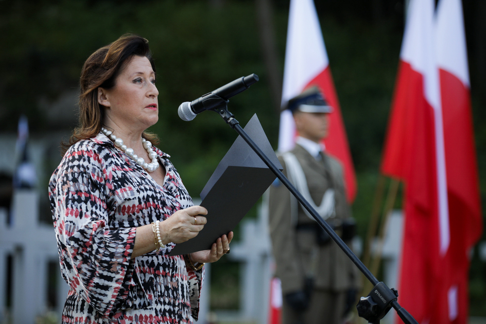 Uroczystość upamiętniająca ofiary niemieckich zbrodni w Pomiechówku – 30 lipca 2024. Na zdj. Magdalena Biernacka. Fot. Mikołaj Bujak (IPN)