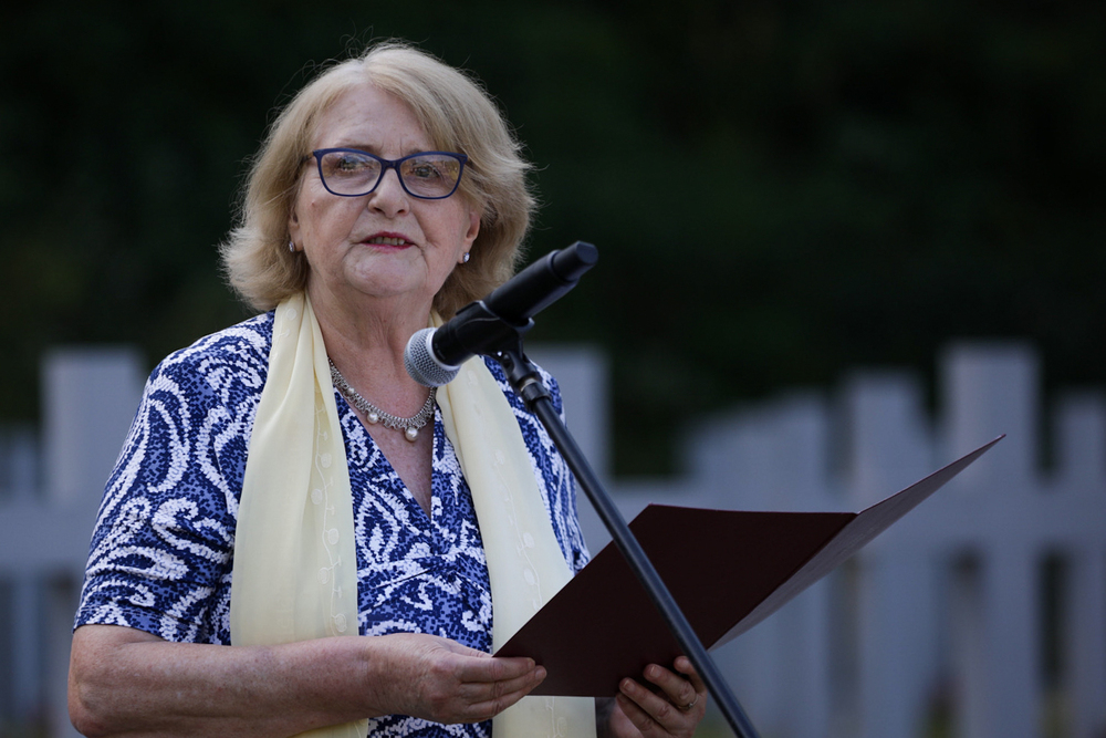 Uroczystość upamiętniająca ofiary niemieckich zbrodni w Pomiechówku – 30 lipca 2024. Na zdj. Jadwiga Zakrzewska. Fot. Mikołaj Bujak (IPN)