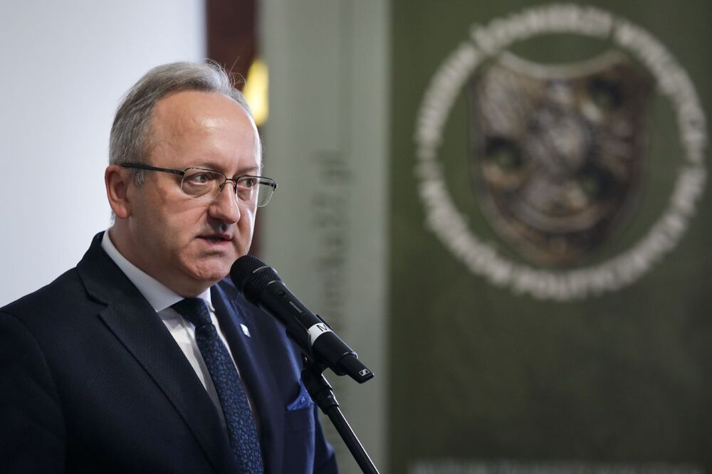 Sesja w związku z 80. rocznicą utworzenia Brygady Świętokrzyskiej Narodowych Sił Zbrojnych – Warszawa, 9 sierpnia 2024. Na zdj. zastępca prezesa IPN dr hab. Karol Polejowski. Fot. Mikołaj Bujak (IPN)