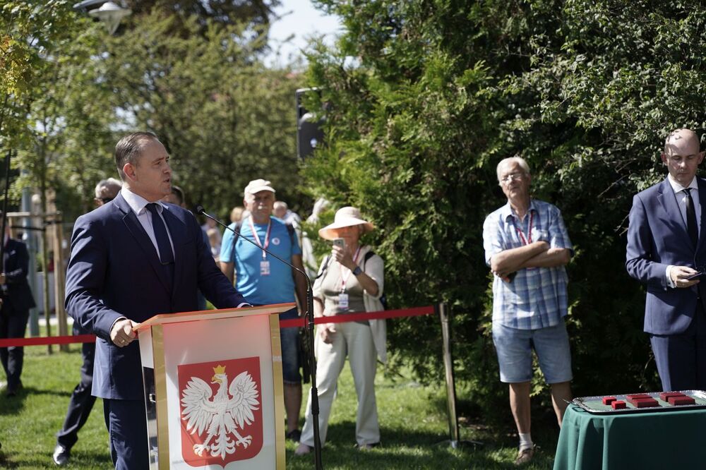 Uroczystość odsłonięcia Pomnika Ofiar Zbrodni Wołyńskiej. Na zdj. dr Karol Nawrocki, prezes IPN – Zielona Góra, 24 sierpnia 2024. Fot. Bartosz Kochański (IPN)