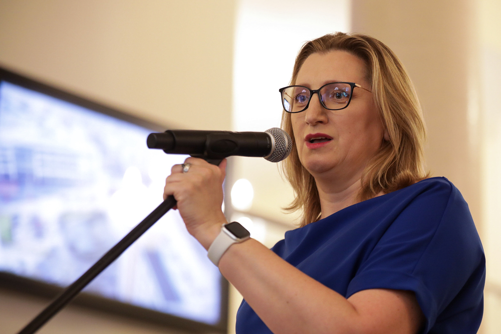 „Droga i dziedzictwo. Dzieje rodziny Moszoro / Camino y Legado. Historia de la Familia Moszoro” – wystawa Archiwum IPN w Muzeum Niepodległości – Warszawa, 4 września 2024. Na zdj. dyrektor Archiwum IPN Marzena Kruk. Fot. Mikołaj Bujak (IPN)