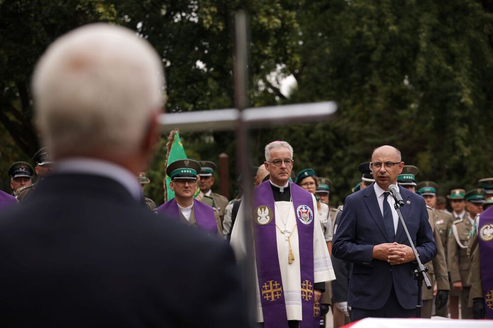 Uroczystości pogrzebowe generała brygady Jana Kazimierza Kruszewskiego – Warszawa, 12 września 2024. Na zdj. zastępca prezesa IPN dr Mateusz Szpytma. Foto. Mikołaj Bujak (IPN)