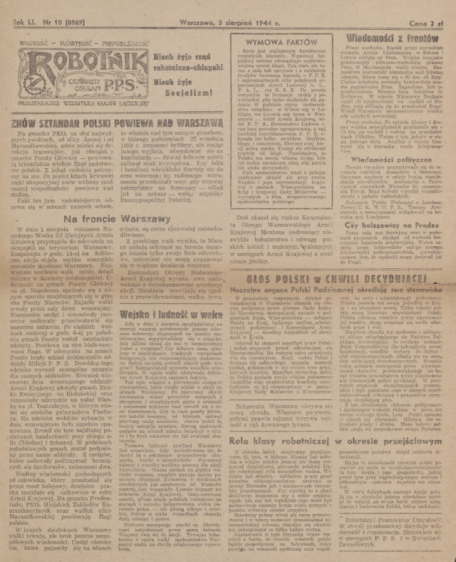 „Robotnik” z 3 sierpnia 1944 r. (domena publiczna)