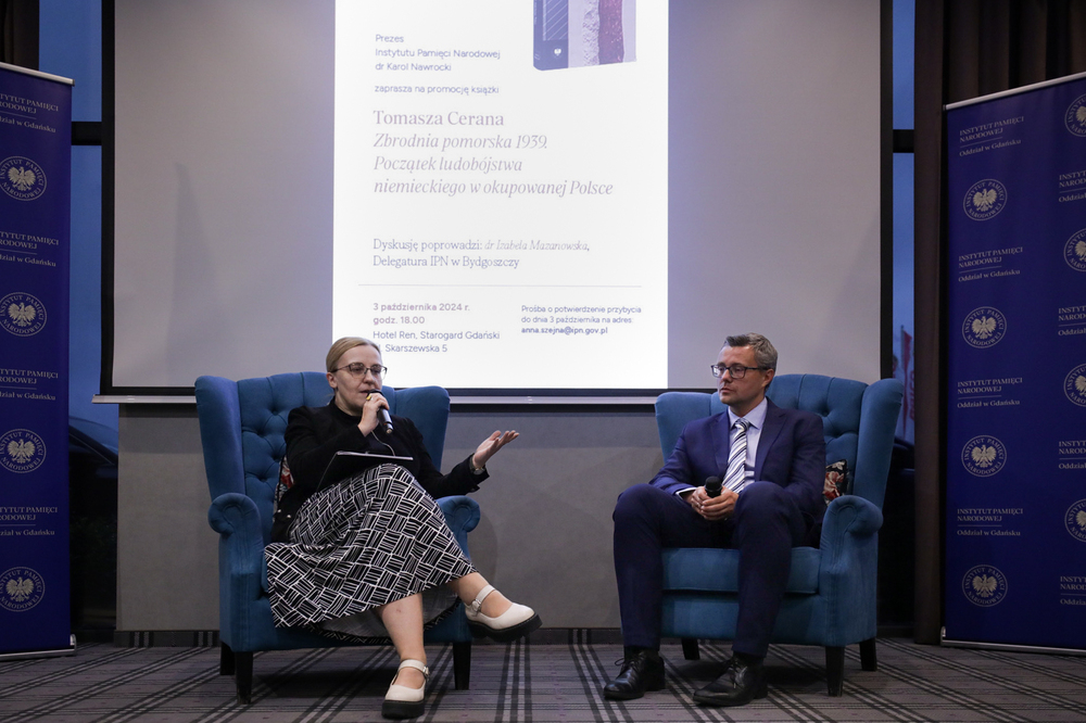 Dyskusja o książce dr. Tomasza Cerana „Zbrodnia pomorska 1939. Początek ludobójstwa niemieckiego w okupowanej Polsce” – Starogard Gdański, 3 października 2024. Fot. Mikołaj Bujak (IPN)