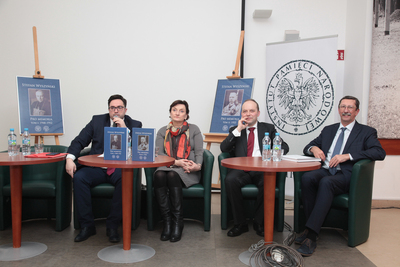 Od lewej: dr Rafał Łatka, dr Ewa Czaczkowska, dr hab. Paweł Skibiński, prof. Jan Żaryn. Fot. Piotr Życieński (IPN)