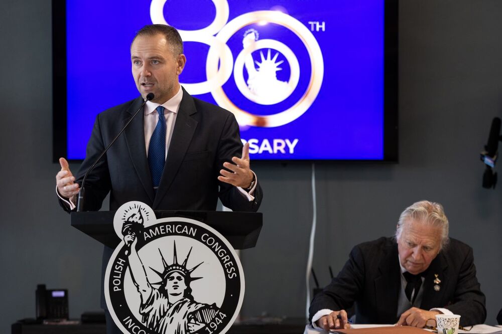 Spotkanie poświęcone Zbrodni Wołyńskiej – Chicago, 12 października 2024. Fot. Na zdj. prezes IPN dr Karol Nawrocki. Mikołaj Bujak (IPN)