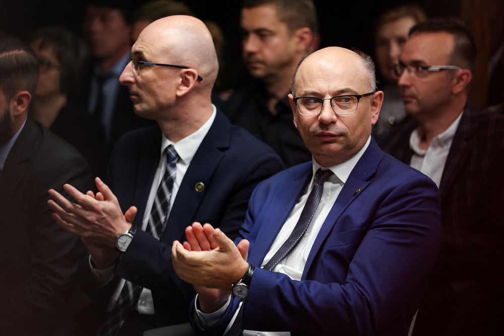 Gala XIII edycji nagrody Świadek Historii. Na zdj. zastępca prezesa IPN dr Mateusz Szpytma i naczelnik delegatury IPN w Kielcach dr Robert Piwko – Kraków, 29 października 2024. Fot. Mikołaj Bujak (IPN)