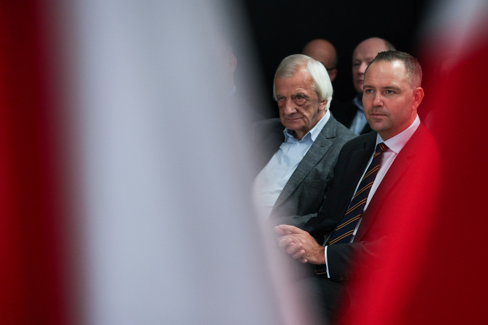 Gala XIII edycji nagrody Świadek Historii. Na zdj. prezes IPN dr Karol Nawrocki i poseł na Sejm RP Ryszard Terlecki – Kraków, 29 października 2024. Fot. Mikołaj Bujak (IPN)