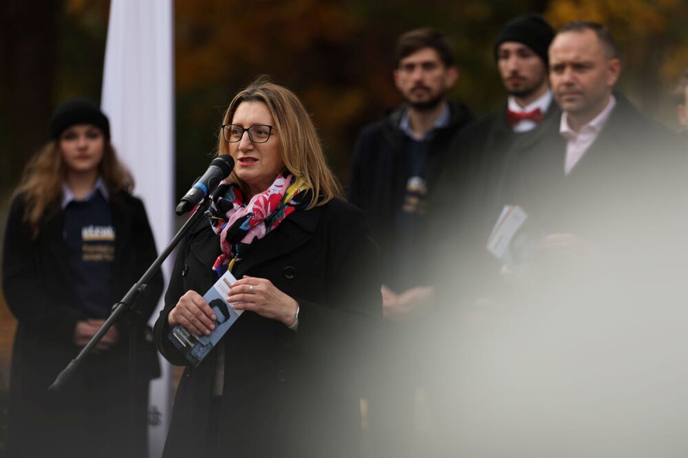 Konferencja prasowa na temat projektu IPN „Straty osobowe i ofiary represji pod okupacją niemiecką w latach 1939–1945”. Na zdj. Marzena Kruk, dyrektor AIPN – Gdańsk, 31 października 2024. Fot. Mikołaj Bujak (IPN)