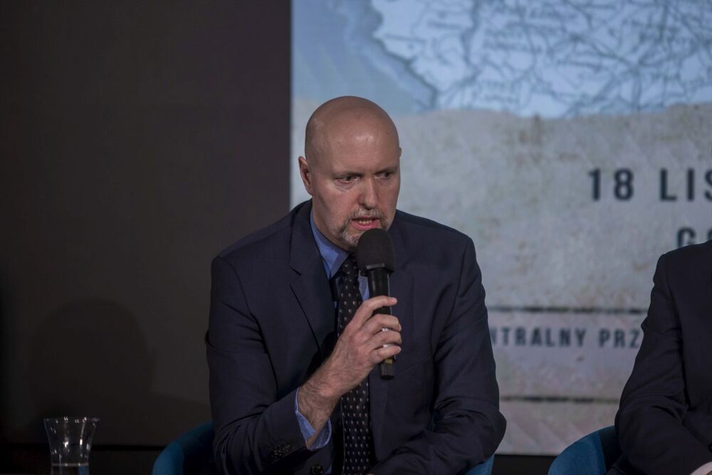 Dyskusja o książce „Operacje deportacyjne NKWD 1940–1941”. Na zdj. dr Marcin Majewski (AIPN w Warszawie) – Warszawa, 18 listopada 2024. Fot. Katarzyna Adamów (IPN)