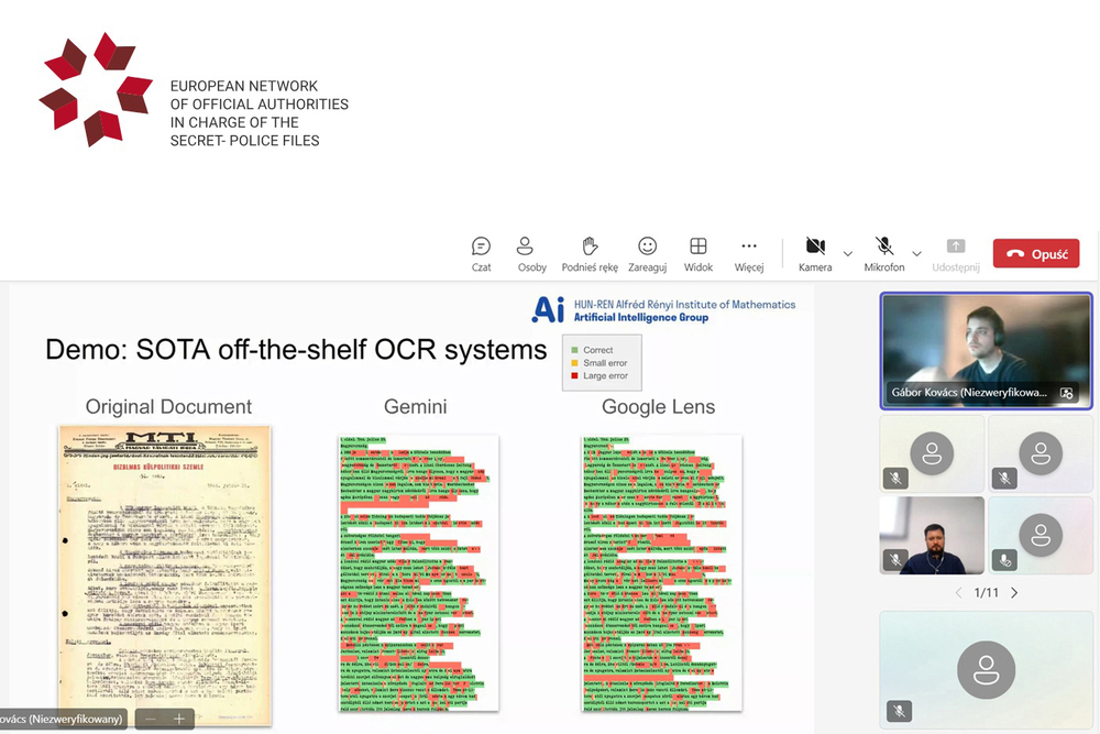 Międzynarodowe warsztaty online z digitalizacji oraz wykorzystania sztucznej inteligencji w archiwach – 5 grudnia 2024. Fot. Katarzyna Adamów (IPN)