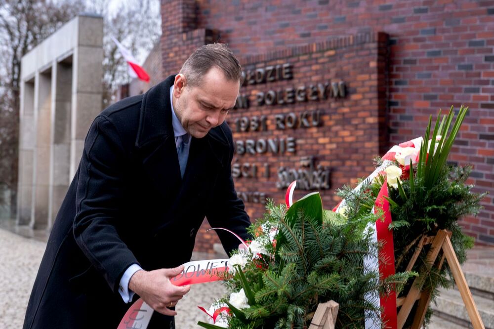 43. rocznica pacyfikacji kopalni „Wujek”. Na zdj. dr Karol Nawrocki, prezes IPN – Katowice, 16 grudnia 2024. Fot. Krzysztof Łojko (IPN)