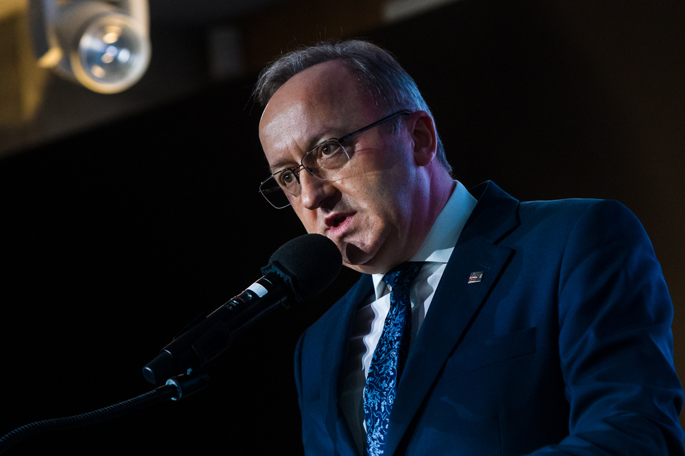 Uroczystość wręczenia Medalu Reipublicae Memoriae Meritum Adzie Krystynie Willenberg. Na zdj. zastępca prezesa IPN dr hab. Karol Polejowski – Warszawa, 23 stycznia 2025. Fot. Sławek Kasper (IPN)