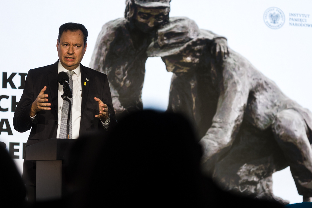 Uroczystość wręczenia Medalu Reipublicae Memoriae Meritum Adzie Krystynie Willenberg. Na zdj. ambasador Izraela w Polsce dr Yacov Livne – Warszawa, 23 stycznia 2025. Fot. Sławek Kasper (IPN)