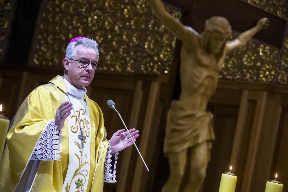 Narodowy Dzień Pamięci Żołnierzy Armii Krajowej. Na zdj. Biskup polowy Wojska Polskiego Wiesław Lechowicz – Warszawa, 14 lutego 2025. Fot. Sławek Kasper (IPN)