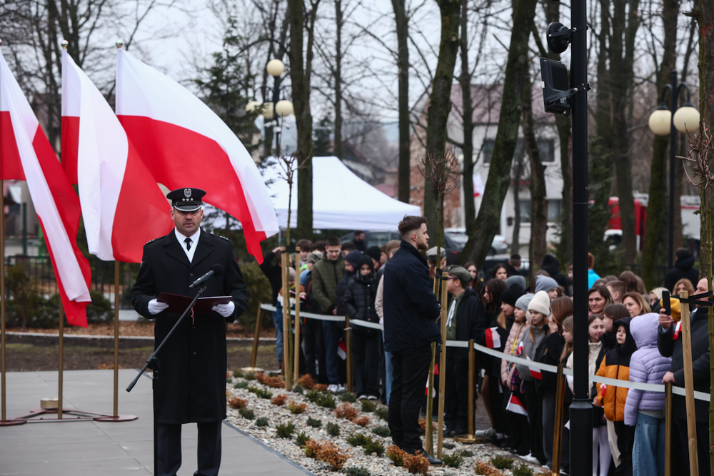 Uroczystość odsłonięcia pomnika poświęconego Polakom ratującym Żydów w czasie II wojny światowej, Ciepielów, 24 marca 2025 roku. Fot Sławomir Kasper (IPN)