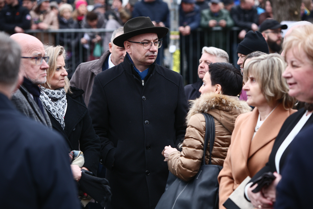 Uroczystość odsłonięcia pomnika poświęconego Polakom ratującym Żydów w czasie II wojny światowej, Ciepielów, 24 marca 2025 roku. Fot Sławomir Kasper (IPN)