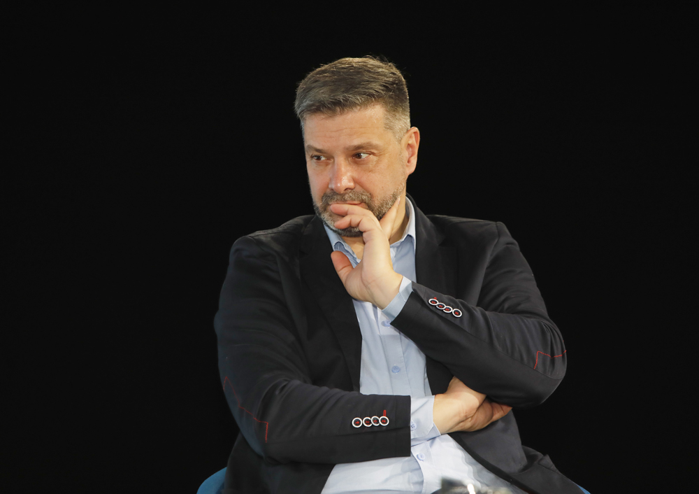 „Zakłamać rzeczywistość – propaganda komunistyczna” – spotkanie otwarte z cyklu „Filary systemu”. Na zdj. dr hab Filip Musiał – Warszawa, 25 marca 2025. Fot. Piotr Życieński (IPN)