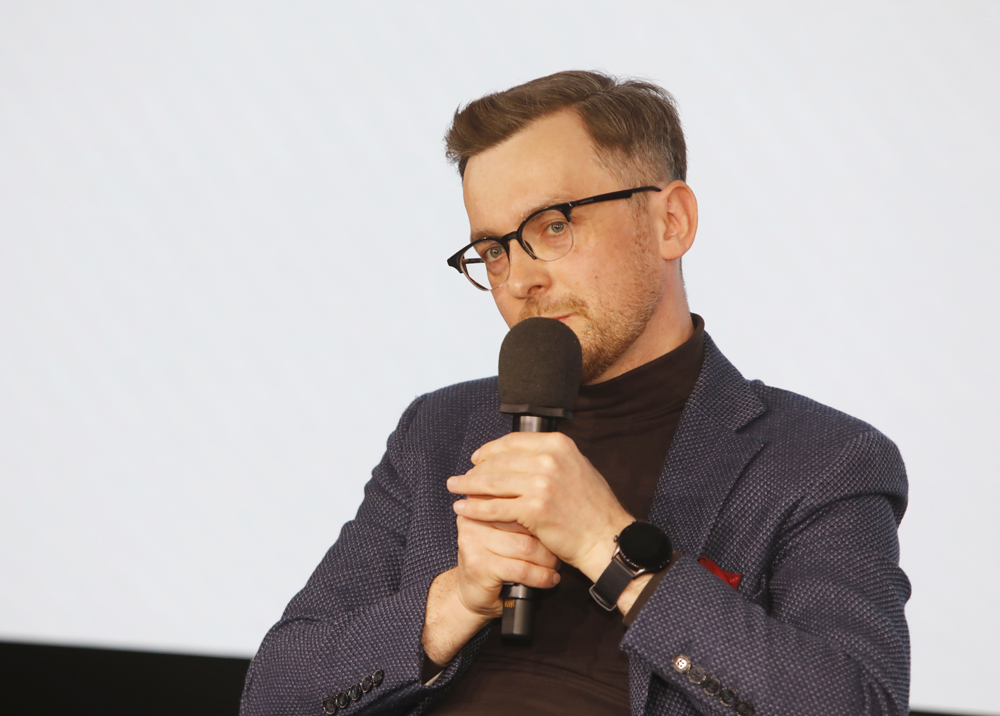 „Zakłamać rzeczywistość – propaganda komunistyczna” – spotkanie otwarte z cyklu „Filary systemu”. Na zdj. dr Rafał Opulski – Warszawa, 25 marca 2025. Fot. Piotr Życieński (IPN)