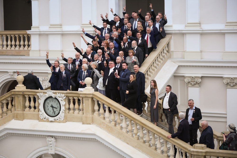 Uroczystość wręczenia Krzyży Wolności i Solidarności byłym działaczom NZS Politechniki Warszawskiej z lat 1980–1989 – Warszawa, 31 marca 2025. Fot. Sławek Kasper (IPN)